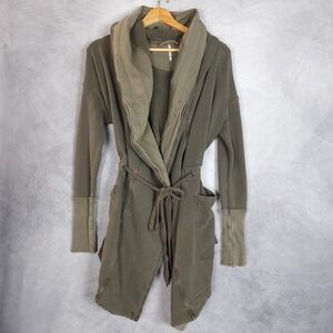 Free People Cardigan Sweater Hoodie Womens XS Green Oversized Brentwood Poverty